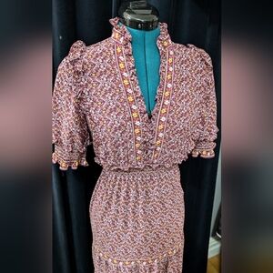 Max Studio floral short-sleeve maxi dress, XS